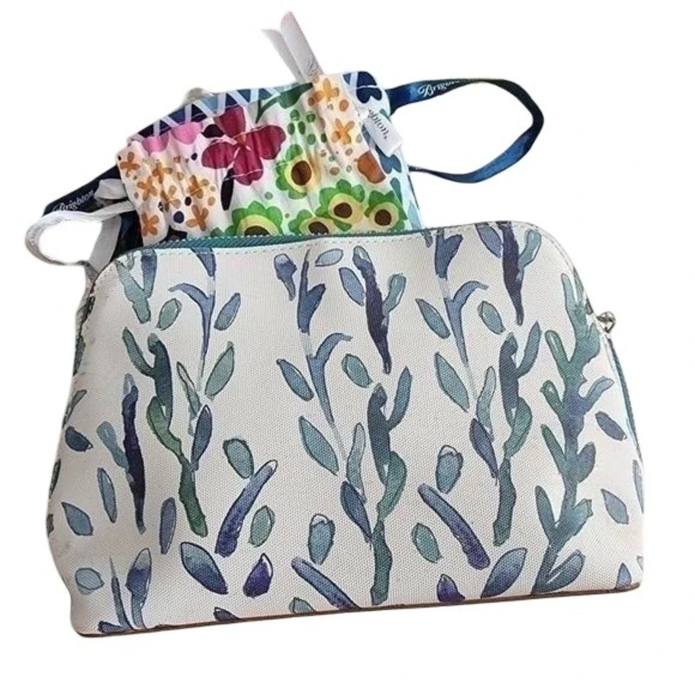 Brighton Seahorse Coastal Coated Canvas Cosmetic Pouch Makeup Bag Blue Pink‎